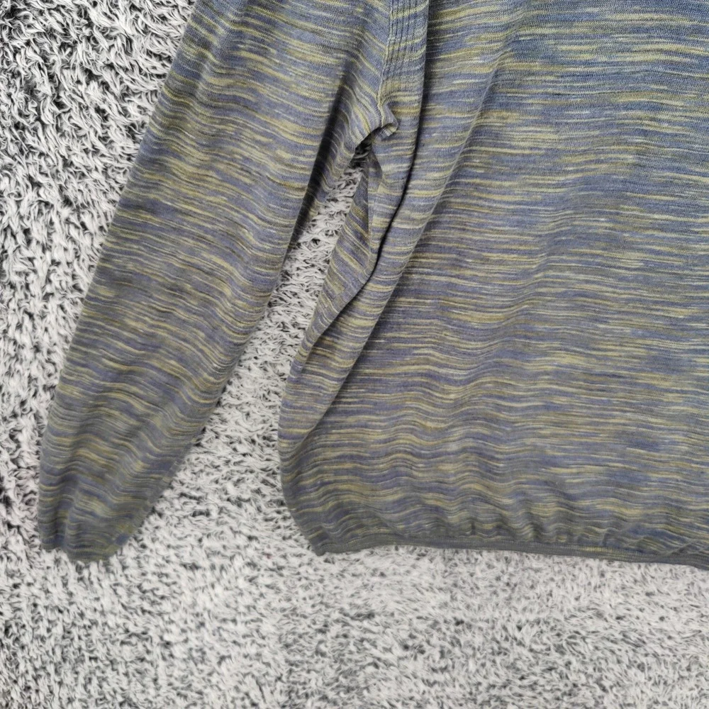 John Varvatos Men Minimalist Linen Cotton Sweater XL Blue Green Space Dye Marled